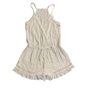 Rip Curl Women's‎ White Playsuit M Tasselled V-Neck Casual Short Sleeveless